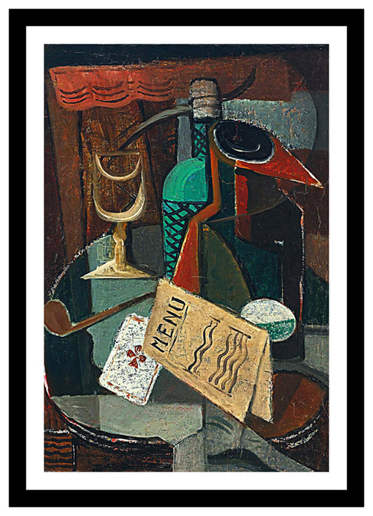 Still Life With Menu And Siphon (1920) | Louis Marcoussis | Abstract Geometric Art Print | Wall Frame