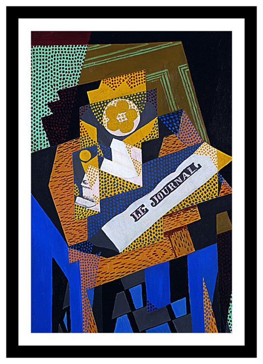 Newspaper and Fruit Dish (1916) | Juan Gris | Abstract Geometric Art Print | Wall Frame