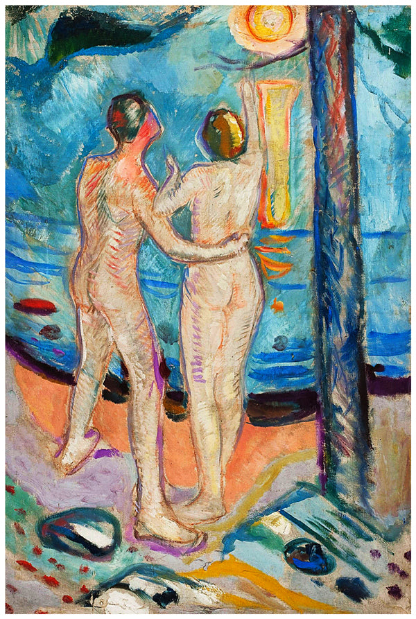 Nude Couple on the Beach (1910–16) | Edvard Munch | Painting Art Print | Wall Frame