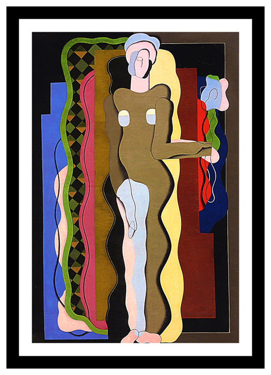 Nude with a flower (1928) | Georges Valmier | Abstract Geometric Art Print | Wall Frame