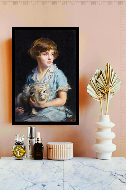 Portrait Of A Child With A Steiff Lion (1928) | Philip Alexius de László | Painting Art Print | Wall Frame