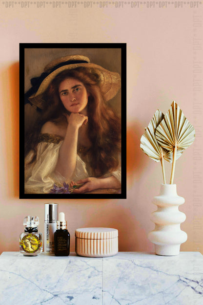 Young Woman In A Large Picture Hat | Albert Lynch | Painting Art Print | Wall Frame