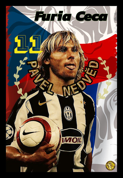 Pavel Nedvěd | Vintage Football Player | Art Print | Wall Frame