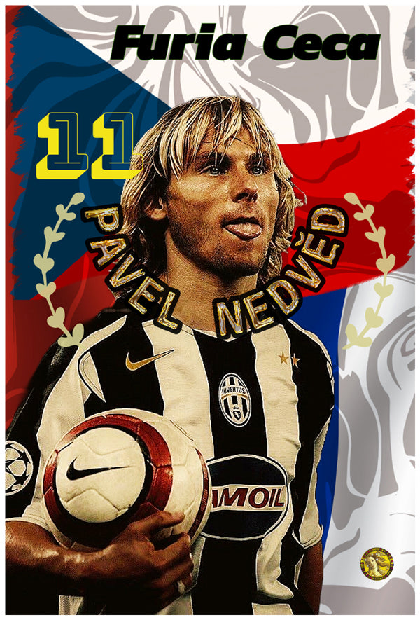 Pavel Nedvěd | Vintage Football Player | Art Print | Wall Frame