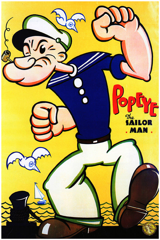 Popeye The Sailor | Classic Cartoon Poster | Art Print | Wall Frame