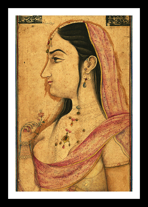 Portrait Of Lal Kunwar | Mughal Painting | Vintage Indian Folk Art Print | Wall Frame