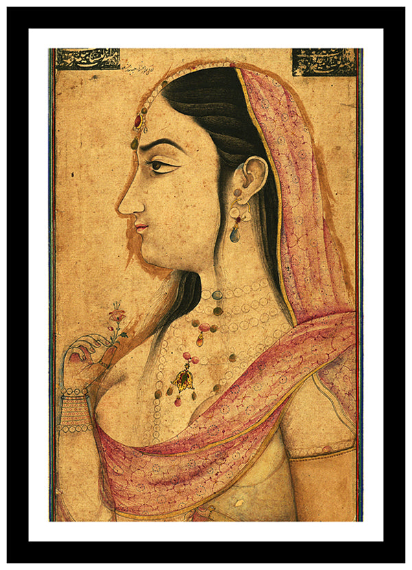 Portrait Of Lal Kunwar | Mughal Painting | Vintage Indian Folk Art Print | Wall Frame