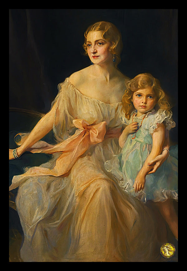 Portrait Of Mrs. Claude Leigh And Miss Virginia Leigh (1934) | Philip Alexius de László | Painting Art Print | Wall Frame