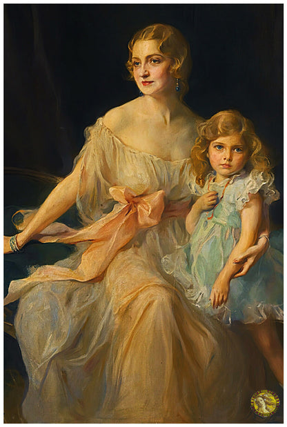 Portrait Of Mrs. Claude Leigh And Miss Virginia Leigh (1934) | Philip Alexius de László | Painting Art Print | Wall Frame