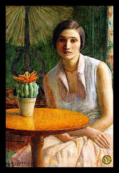 Portrait Of A Woman (With Cactus) (1931) | Frederick Carl Frieseke | Painting Art Print | Wall Frame