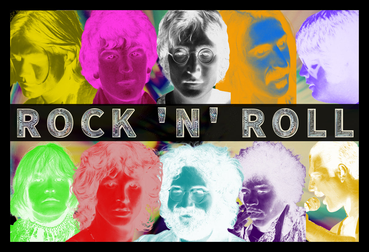 ROCK 'N' ROLL | Music Legacy 1960s 1970s | Psychedelic Pop Artwork | Art Print | Wall Frame