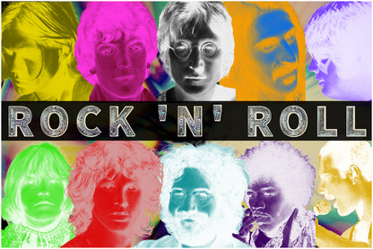 ROCK 'N' ROLL | Music Legacy 1960s 1970s | Psychedelic Pop Artwork | Art Print | Wall Frame