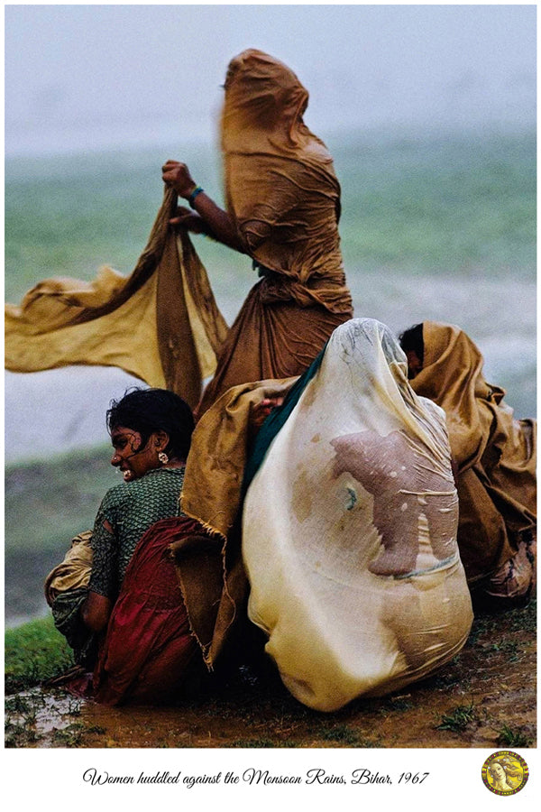 Women Huddled Against The Monsoon Rains Bihar 1967 | Vintage Iconic Photograph | Wall Frame