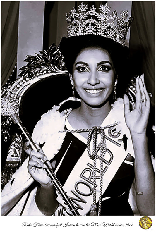 Reita Faria Becomes First Indian To Win The Miss World Crown 1966 | Vintage Iconic Photograph | Wall Frame