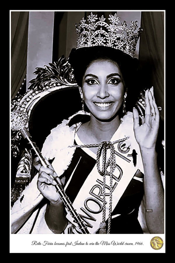 Reita Faria Becomes First Indian To Win The Miss World Crown 1966 | Vintage Iconic Photograph | Wall Frame