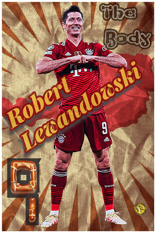 Robert Lewandowski | Vintage Football Player | Art Print | Wall Frame