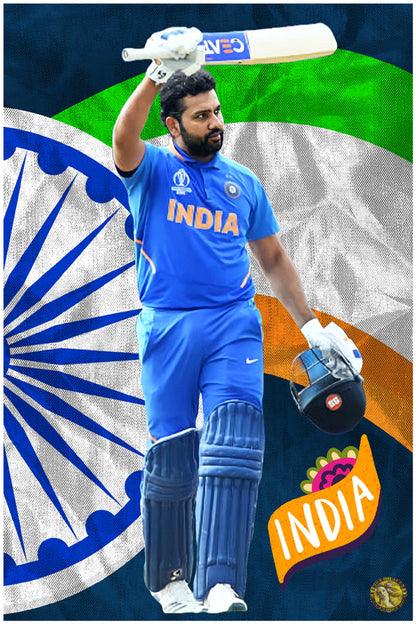 Rohit Sharma | Vintage Cricketer | Poster Art Print | Wall Frame