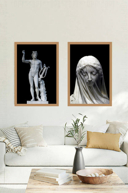 Statue of Apollo with a Lyre | Versailles Palace, France | Vintage Sculptures | Art Print | Wall Frame