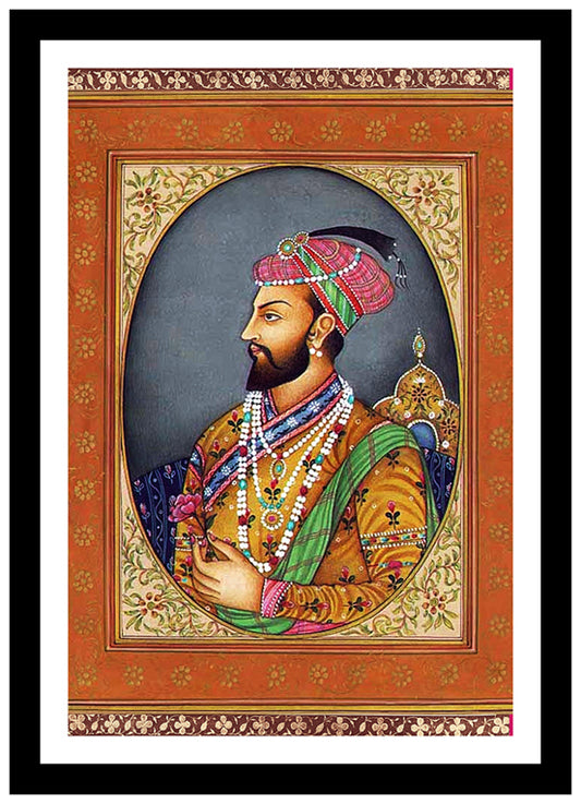 Shah Jahan | Mughal Art  | Vintage Indian Folk Art Print | Wall Frame