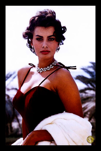 Sophia Loren Wearing Diamonds (1957) | Vintage Fashion Art Print | Wall Frame