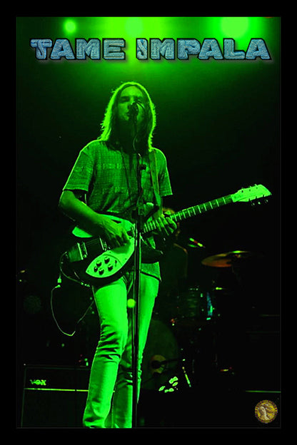 Tame Impala | Green Glow | Vintage Music Artist | Art Poster Print | Wall Frame