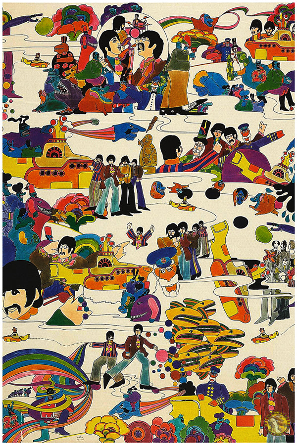 The Beatles | Rare Yellow Submarine French Hallmark Poster | Vintage Rock Band | Art Print | Wall Frame