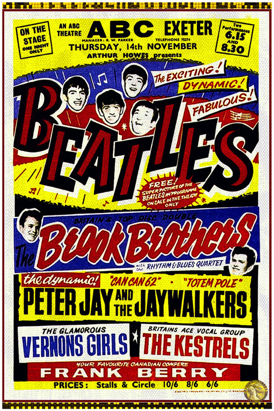 The Beatles | Exeter UK (1963) | Vintage Concert Poster | Art Print | Wall Frame