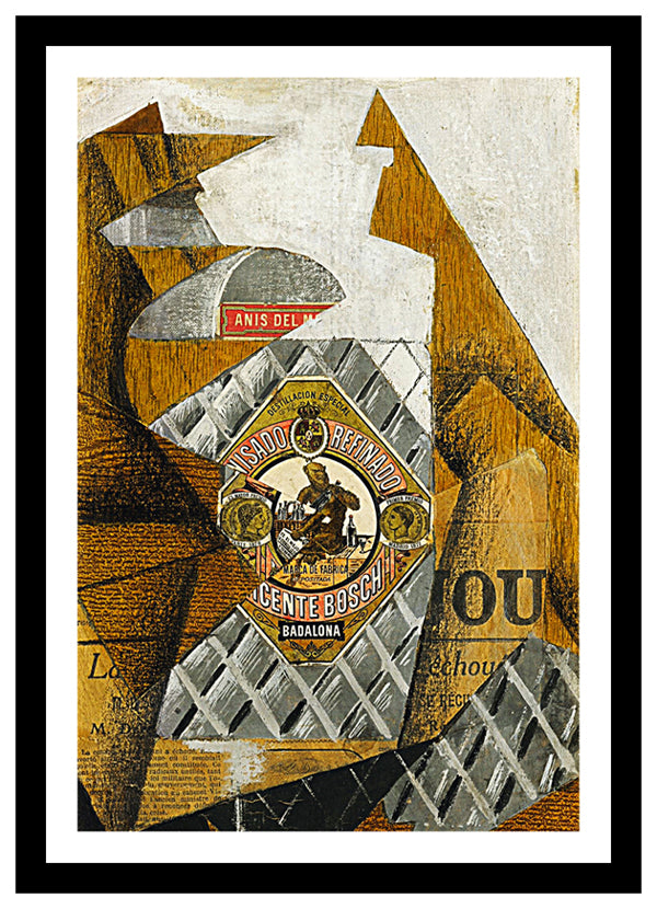 The Bottle of Anís del Mono (1914) | Juan Gris | Abstract Geometric Art Print | Wall Frame