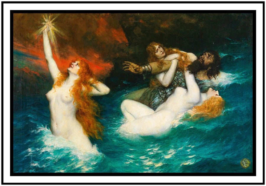 The Rhinemaidens (1913) | Ferdinand Leeke | Painting Art Print | Wall Frame