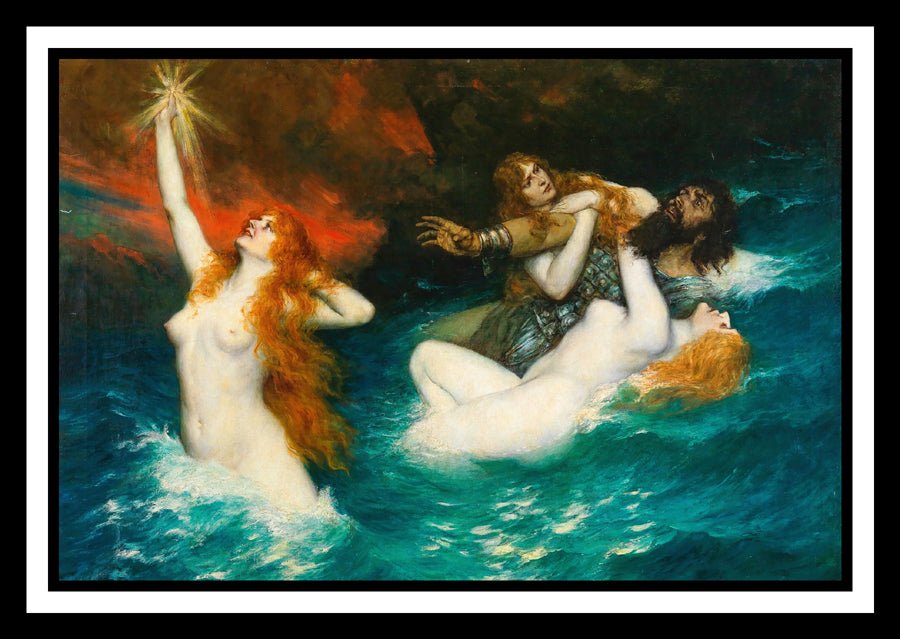 The Rhinemaidens (1913) | Ferdinand Leeke | Painting Art Print | Wall Frame