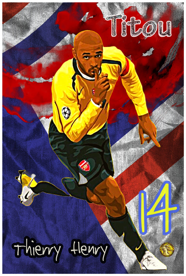 Thierry Henry | Vintage Football Player | Art Print | Wall Frame