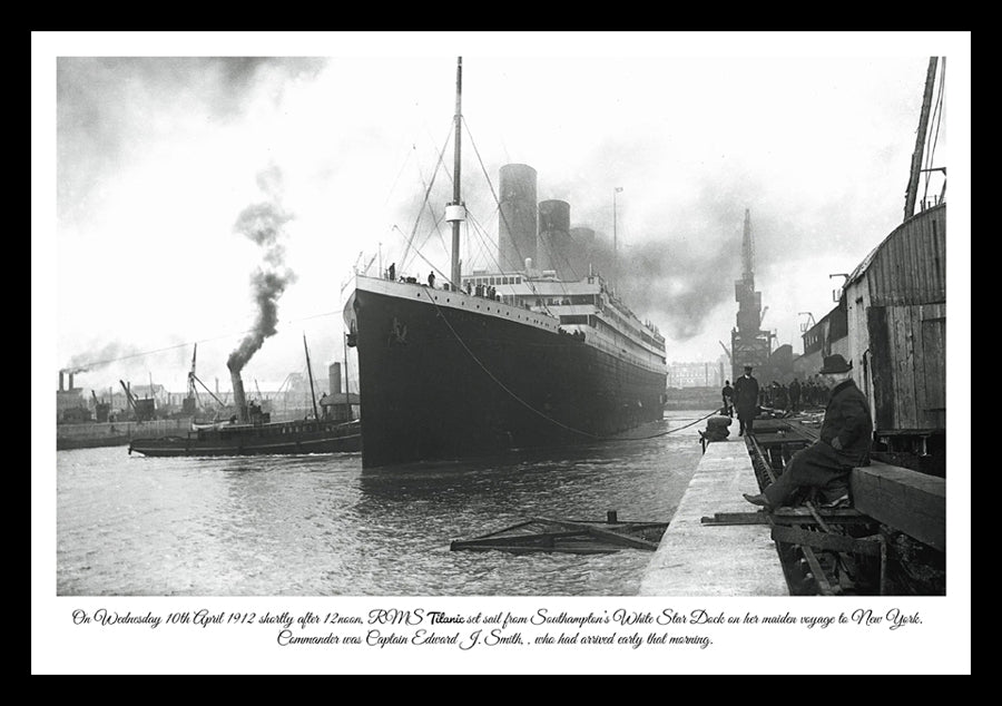 Titanic Leaves Port 1912 | Vintage Iconic Photograph | Wall Frame