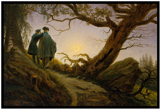 Two Men Contemplating the Moon (1830) | Caspar David Friedrich | Painting Art Print | Wall Frame