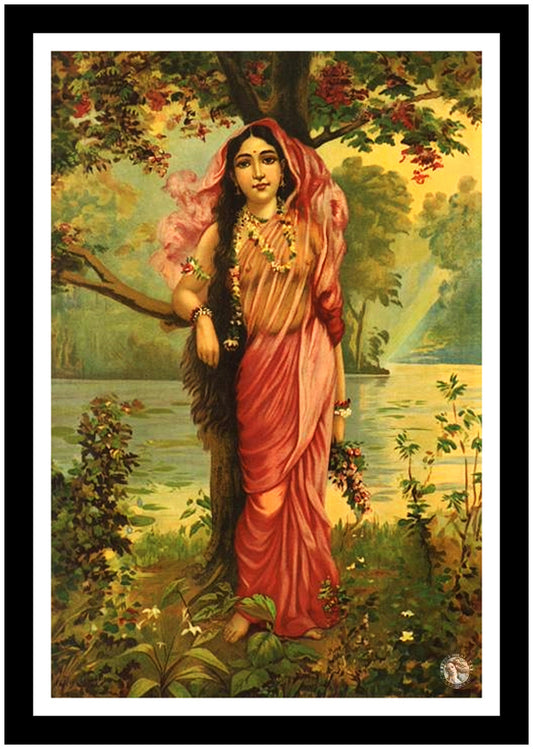 Vasantika Goddess of Spring (1910) | Raja Ravi Varma | Vintage Indian Folk Art Print | Wall Frame