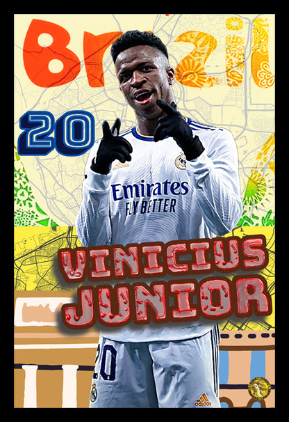 Vinícius Júnior | Vintage Football Player | Art Print | Wall Frame