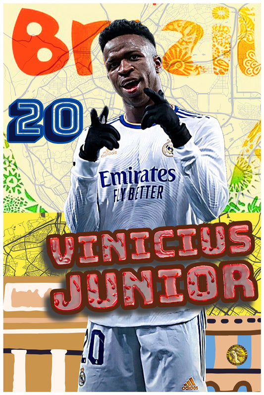 Vinícius Júnior | Vintage Football Player | Art Print | Wall Frame