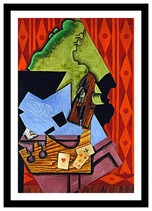 Violin and Playing Cards on a Table (1913) | Juan Gris | Abstract Geometric Art Print | Wall Frame