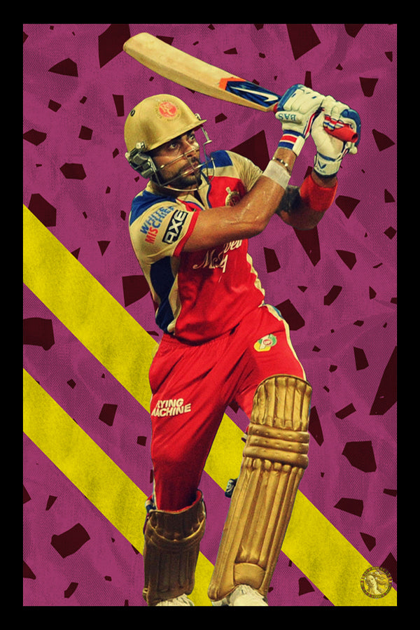 Virat Kohli | Vintage Cricketer | Poster Art Print | Wall Frame