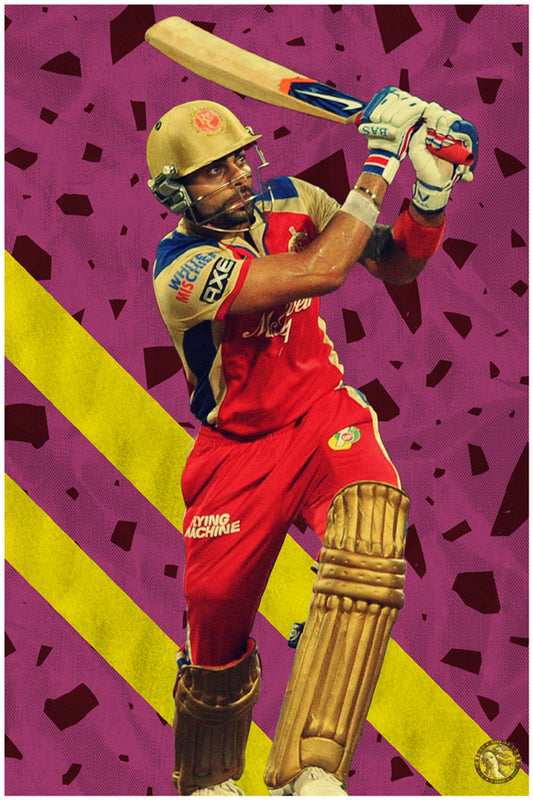 Virat Kohli | Vintage Cricketer | Poster Art Print | Wall Frame