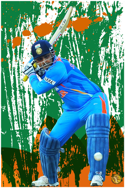 Virender Sehwag | Vintage Cricketer | Poster Art Print | Wall Frame