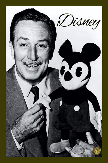 Walt Disney | Vintage Famous Personalities | Large Poster Art Print | Wall Frame