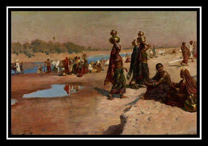 Water Carriers of The Ganges (1885) | Edwin Lord Weeks | Painting Art Print | Wall Frame