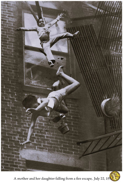 A Mother And Her Daughter Falling From A Fire Escape 1975 | Vintage Iconic Photograph | Wall Frame