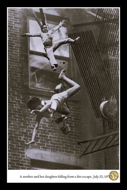 A Mother And Her Daughter Falling From A Fire Escape 1975 | Vintage Iconic Photograph | Wall Frame