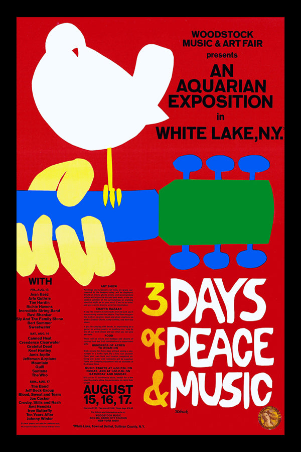 Woodstock | Concert Poster (1969) | Vintage Concert Poster | Art Print | Wall Frame