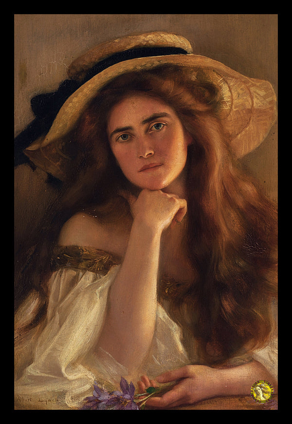 Young Woman In A Large Picture Hat | Albert Lynch | Painting Art Print | Wall Frame