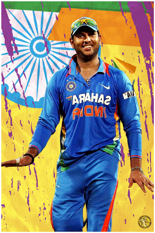 Yuvraj Singh | Vintage Cricketer | Poster Art Print | Wall Frame