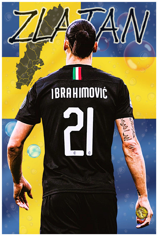 Zlatan Ibrahimović | Vintage Football Player | Art Print | Wall Frame