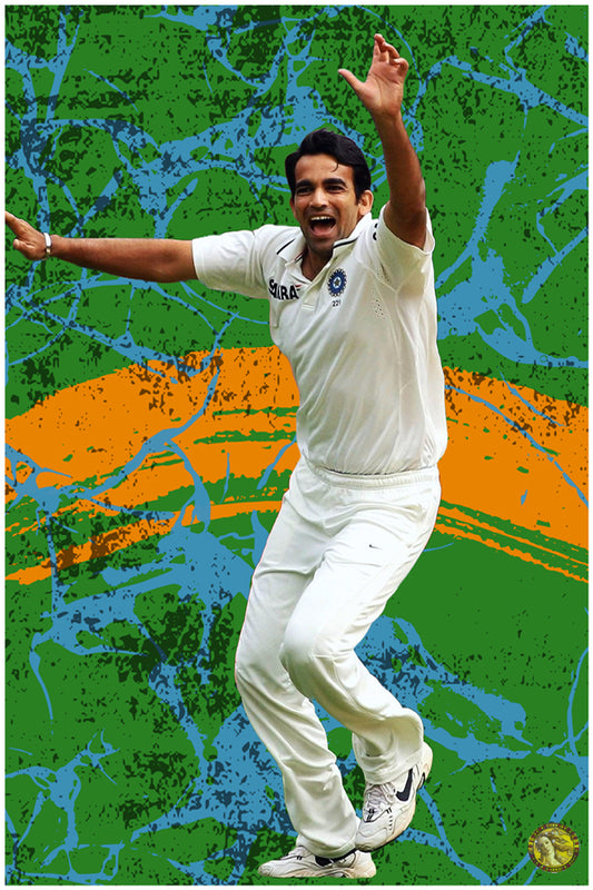 Zaheer Khan | Vintage Cricketer | Poster Art Print | Wall Frame