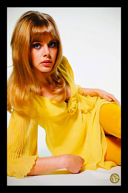 Britt Ekland In A Yellow Dress (1967) | Vintage Fashion Art Print | Wall Frame